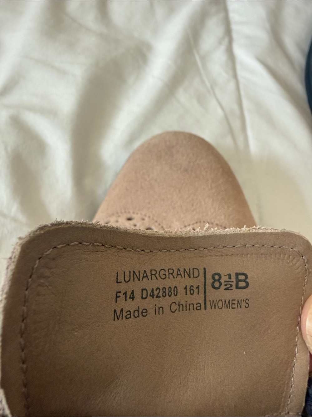 Cole Haan Tan Suede Wingtip Oxfords with Navy Laces - Picture 4 of 5